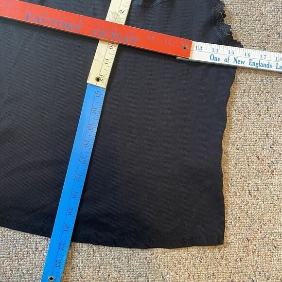 Primark Cami TankTop Black Lace Trim Women L Stretch Ripped Goth - Picture 2 of 8